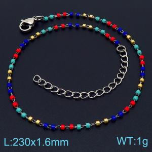 Stainless steel minority creative fashion bohemian light coloful soft pottery gold foot chain - KJ3458-Z