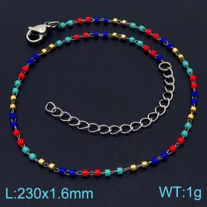 Stainless steel minority creative fashion bohemian light coloful soft pottery gold foot chain - KJ3458-Z