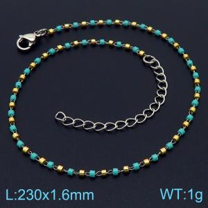 Stainless steel minority creative fashion bohemian green soft pottery gold foot chain - KJ3459-Z