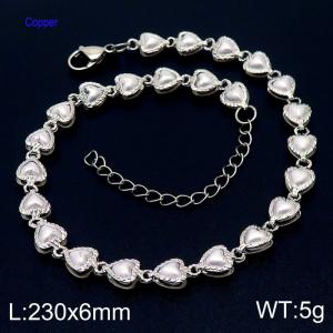 Europe And America White Pearl Heart Copper Adjustable Anklet Temperament Womens Jewelry - KJ3493-Z