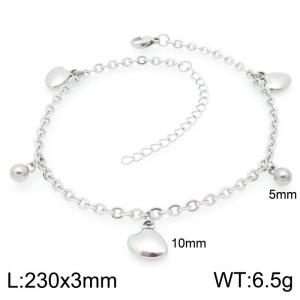 Simple stainless steel heart-shaped ankle chain - KJ4536-Z