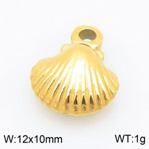 Gold-Plated Stainless Steel Small Shell Charm - KLJ11339-Z