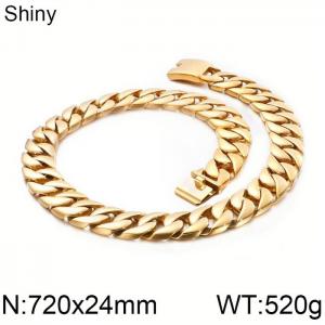 Hip Hop Dog Chain Casting Jewelry Hegemonic Titanium Steel Men's Thick Necklace Gold-Plating Necklace - KN10511-D