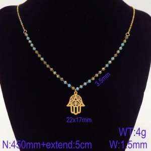Stainless Steel Stone & Crystal Necklace - KN107069-Z