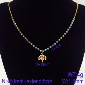 Stainless Steel Stone & Crystal Necklace - KN107081-Z