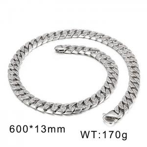 Men's hip-hop rock personalized diamond inlaid titanium steel necklace - KN107451-BDJX