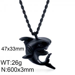 Stainless Steel Black-plating Necklace - KN107585-K
