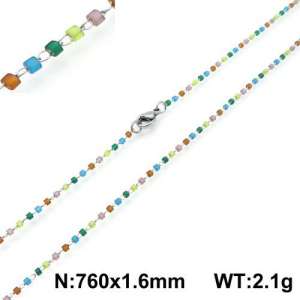 Stainless Steel Stone & Crystal Necklace - KN107782-Z
