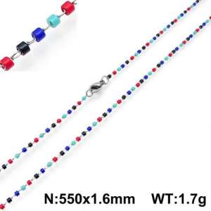 Stainless Steel Stone & Crystal Necklace - KN107806-Z