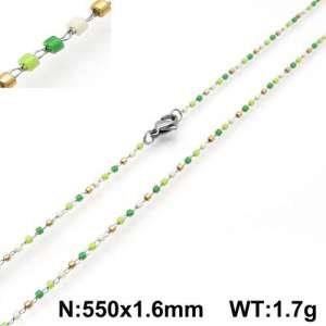 Stainless Steel Stone & Crystal Necklace - KN107820-Z
