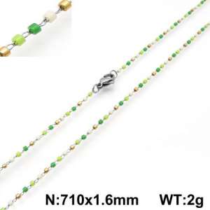 Stainless Steel Stone & Crystal Necklace - KN107823-Z