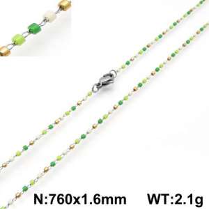 Stainless Steel Stone & Crystal Necklace - KN107824-Z