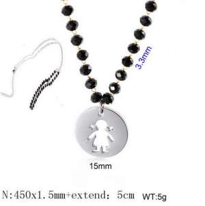 Stainless Steel Stone & Crystal Necklace - KN109565-Z