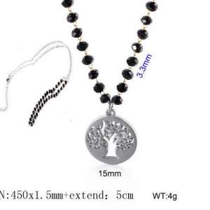 Stainless Steel Stone & Crystal Necklace - KN109593-Z