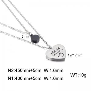 Gold Heart Love Pendant Necklace Double Layer Clavicle Chain MOM Mother's Day Gift - KN109778-KFC
