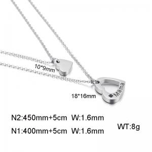 Double layer Mama Peach Heart Hollow Heart Pendant Heart shaped Necklace Collar Chain Mother's Day Gift - KN109780-KFC