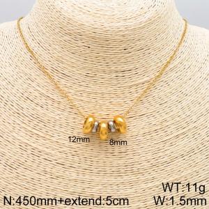 Women Casual 450mm Gold-Plated Stainless Steel Necklace with 3 Gold&2 Silver Rings Pendants - KN113577-ZC