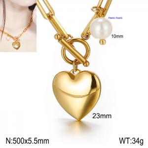 SS Gold-Plating Necklace - KN113613-Z