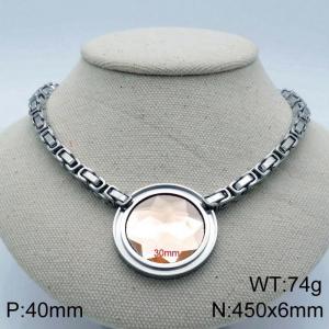 Stainless Steel Stone Necklace - KN114092-Z