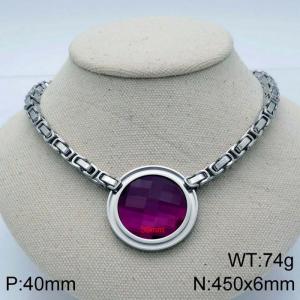 Stainless Steel Stone Necklace - KN114095-Z