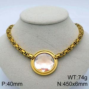 Stainless Steel Stone Necklace - KN114098-Z