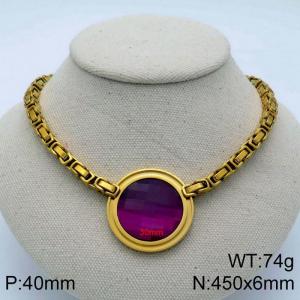 Stainless Steel Stone Necklace - KN114100-Z