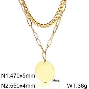 SS Gold-Plating Necklace - KN114438-Z