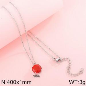 Stainless Steel Stone Necklace - KN115550-K