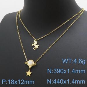 Stainless Steel Stone Necklace - KN117096-HM