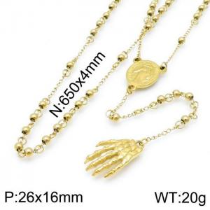 Stainless Steel Rosary Necklace - KN117500-Z
