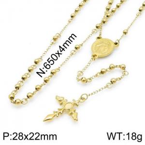 Stainless Steel Rosary Necklace - KN117501-Z