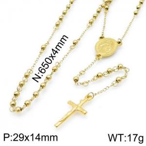 Stainless Steel Rosary Necklace - KN117503-Z