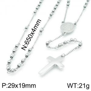 Stainless Steel Rosary Necklace - KN117510-Z