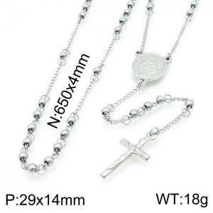 Stainless Steel Rosary Necklace - KN117513-Z