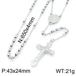Stainless Steel Rosary Necklace - KN117515-Z