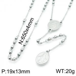 Stainless Steel Rosary Necklace - KN117516-Z