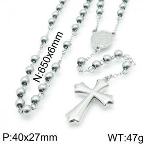 Stainless Steel Rosary Necklace - KN117694-Z