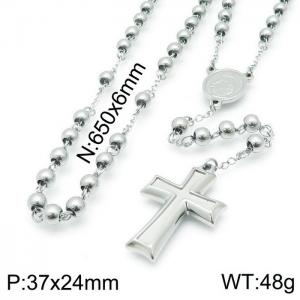 Stainless Steel Rosary Necklace - KN117697-Z
