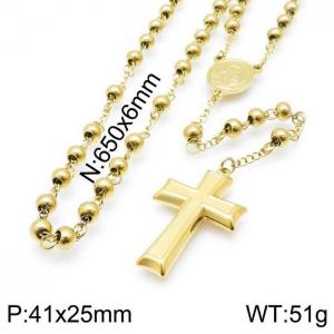 Stainless Steel Rosary Necklace - KN117706-Z