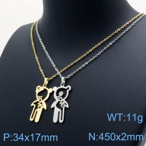 Stainless Steel Lover Necklace - KN118198-JG