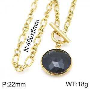Stainless Steel Stone Necklace - KN118538-Z