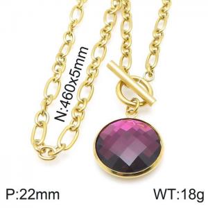 Stainless Steel Stone Necklace - KN118540-Z