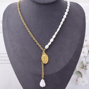 SS Gold-Plating Necklace - KN119445-WGJL