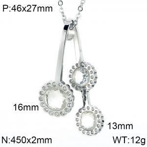 Stainless Steel Stone & Crystal Necklace - KN17361-K