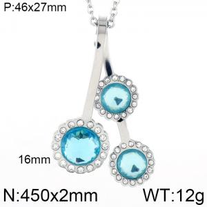 Stainless Steel Stone & Crystal Necklace - KN17363-K