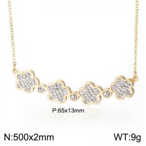 Stainless Steel Stone & Crystal Necklace - KN18389-K