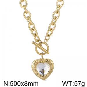 Stainless Steel Stone & Crystal Necklace - KN19300-Z