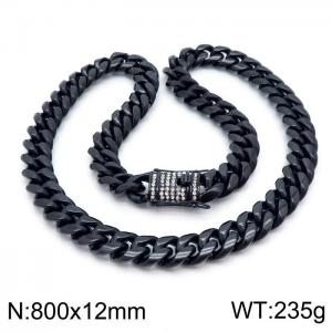 Stainless Steel Black-plating Necklace - KN196990-Z