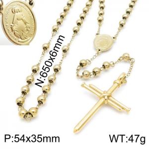 Stainless Steel Rosary Necklace - KN197000-Z