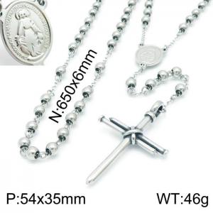 Stainless Steel Rosary Necklace - KN197007-Z